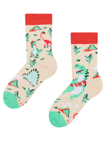 Lustige Kindersocken Dino-Skatepark