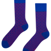 Blaue und Magenta gemusterte Socken