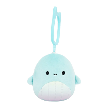 Squishmallows Schlüsselanhänger Shah der Wal mit Regenbogenbauch, 9 cm