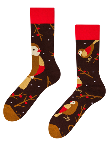 Lustige warme Socken Vogel auf einem Ast