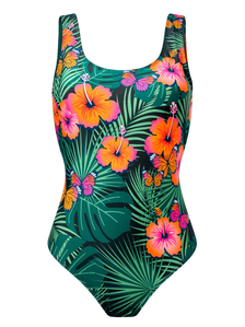 Lustiger einteiliger Badeanzug für Frauen Hibiskus