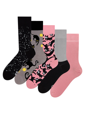 Lustige Socken 5er-Pack Rosa Katzen