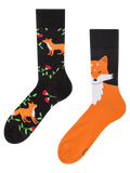 Lustige Socken Fuchs und Blüten
