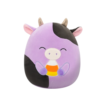 Squishmallows Alexie die lila Kuh mit geschlossenen Augen hält Zuckermais, 20 cm