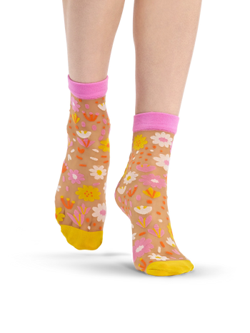 Lustige Nylonsocken Blumengarten