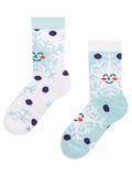 Lustige warme Socken für Kinder Glückliche Schneeflocken