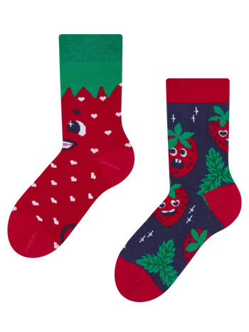 Lustige Kindersocken Glückliche Erdbeeren