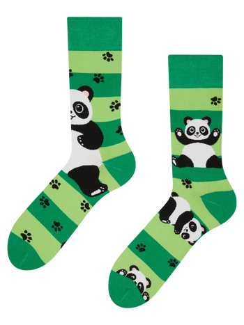 Lustige Socken Panda und Streifen