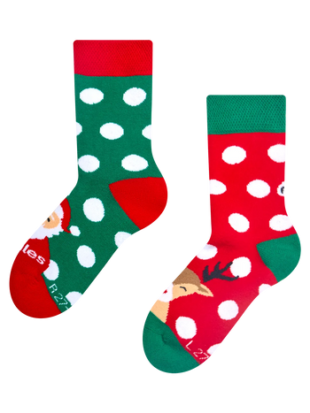 Lustige warme Socken für Kinder Weihnachtsmann und Rudolph