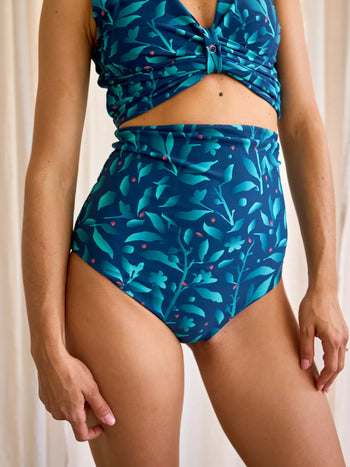 MagicMix-Bikinihöschen für Damen Türkisfarbene Blumen