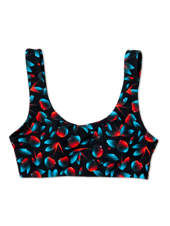 Lustiges sportliches Bikinioberteil Dunkle Kirschen