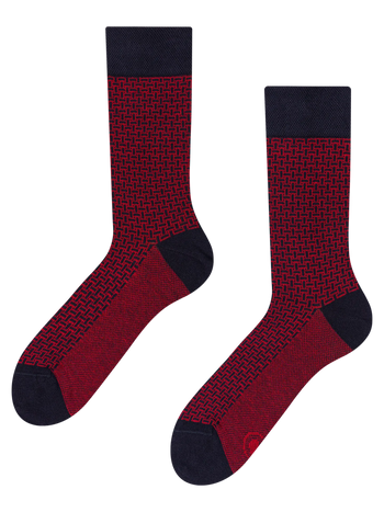 Blaue und rote gemusterte Socken