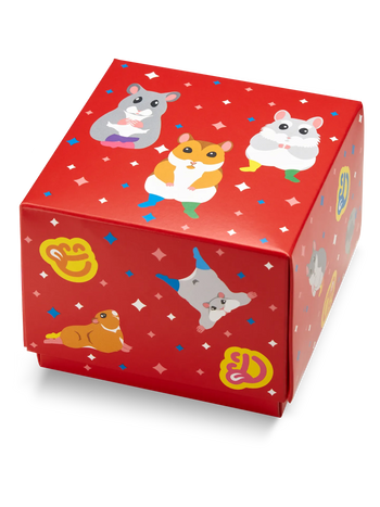 Quadratische Geschenkbox Tanzende Hamster