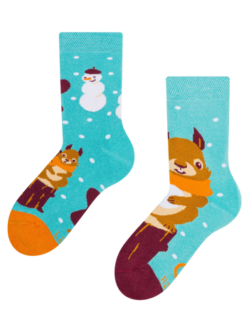 Lustige warme Socken für Kinder Wintereichhörnchen