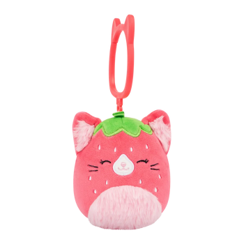 Squishmallows Schlüsselanhänger Olma die Erdbeer-Katze, 9 cm