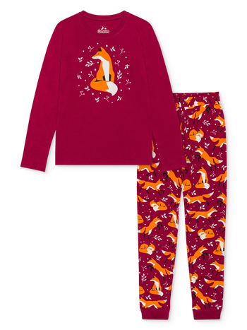 Lustiger Pyjama für Frauen Fuchs und Blätter