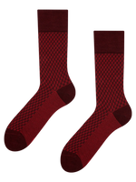 Braune und rote gemusterte Socken