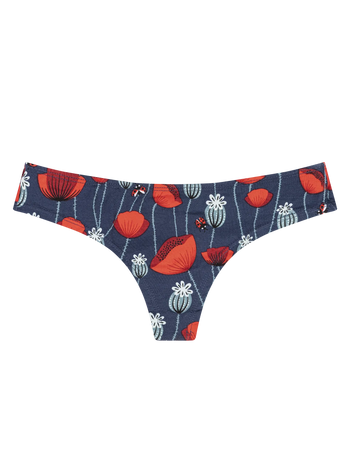 Lustige Brasilianische Damenschlüpfer Marienkäfer und Mohnblumen