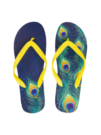 Lustige Flip-Flops Pfauenfedern