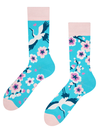 Lustige Socken Sakura und Reiher