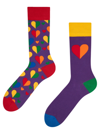 Lustige Socken Regenbogenherzen