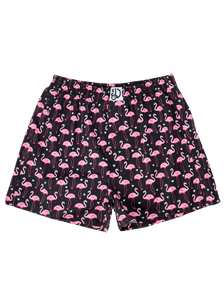 Lustige Shorts für Männer Flamingos und Herzen