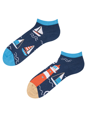 Lustige Knöchelsocken Leuchtturm und Segelboote