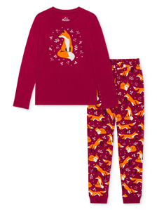 Lustiger Pyjama für Frauen Fuchs und Blätter