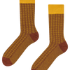 Burgunderrote und gelbe gemusterte Socken