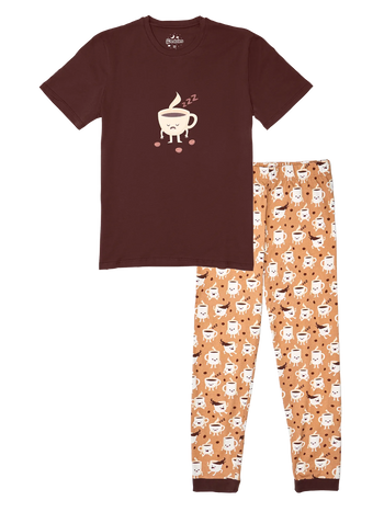 Lustiger Pyjama für Männer Schläfriger Kaffee