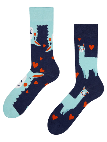 Lustige Socken Lama und Herzen