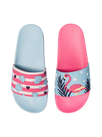 Lustige Pantoletten für Kinder Liebes-Flamingos