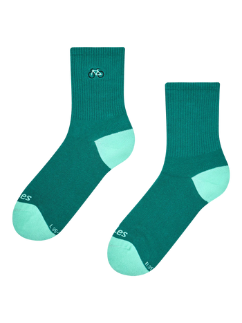 Gerippte Mid-Calf-Socken Grüner Radfahrer