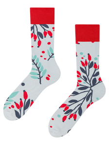 Lustige warme Socken Hagebutten im Schnee