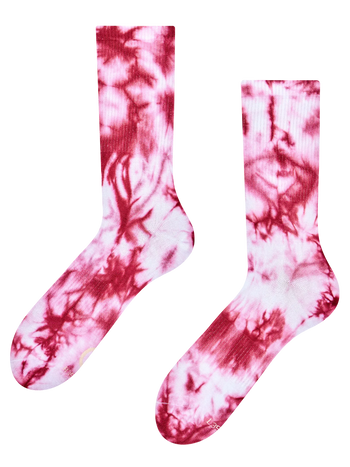Burgunderrote gerippte Socken mit Tie-Dye-Effekt