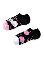 Lustige Sneakersocken Katze und Ball