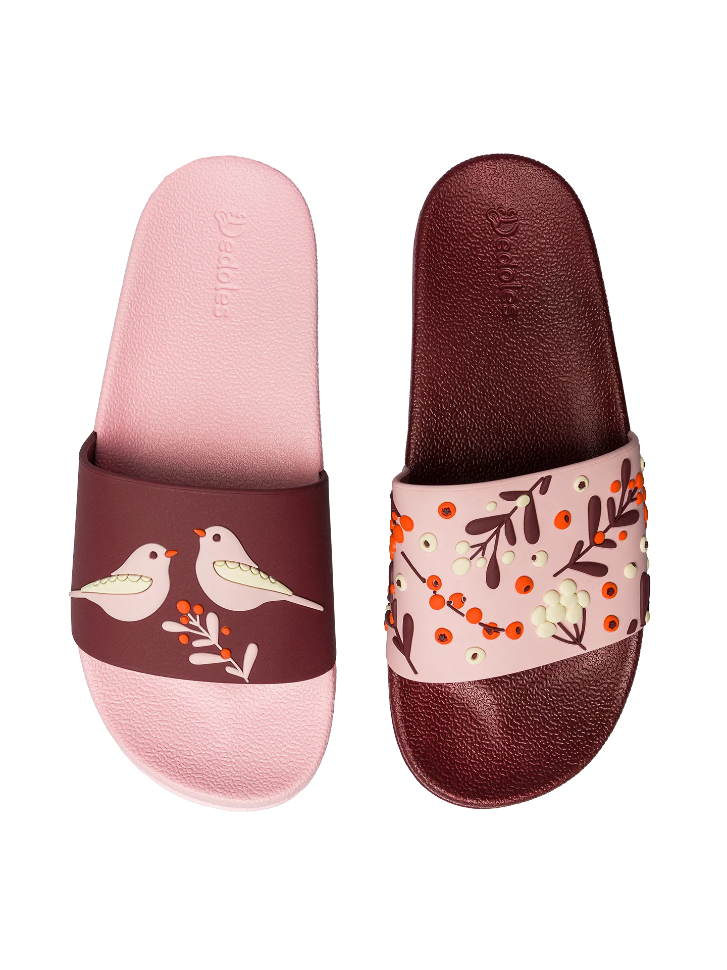 Lustige Pantoletten Vögel und Beeren