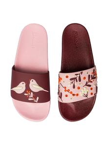 Lustige Pantoletten Vögel und Beeren