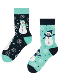 Lustige warme Socken für Kinder Fröhlicher Schneemann