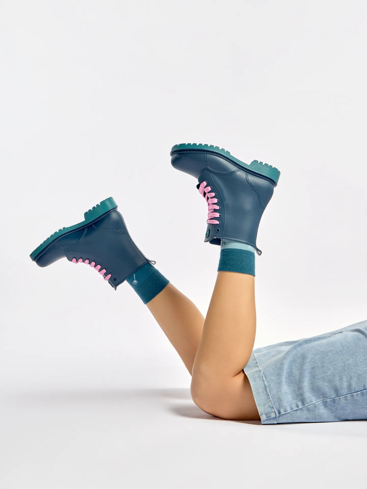 Smaragdblaue Regenstiefel für Frauen – Dedoles