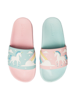 Lustige Pantoletten für Kinder Einhorn und Regenbogen