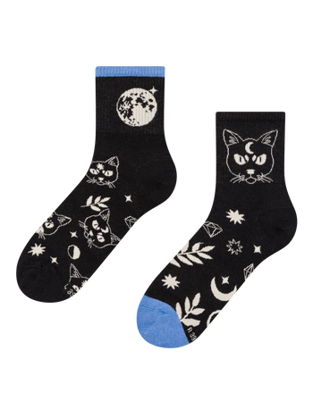 Lustige Crewsocken Katze und Mond