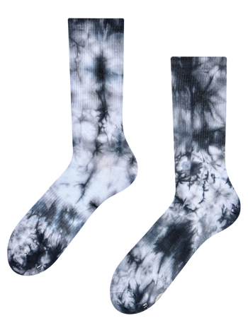 Schwarze gerippte Socken mit Tie-Dye-Effekt