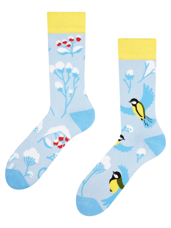 Lustige warme Socken Wintervogel