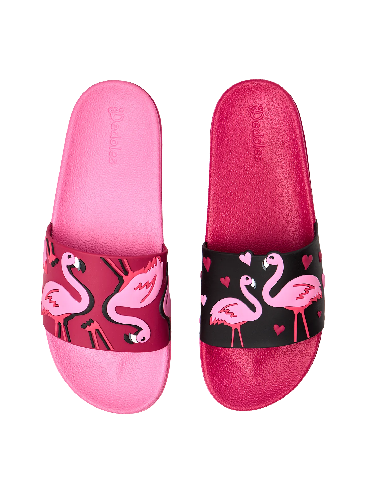 Lustige Pantoletten Flamingos und Herzen – Dedoles