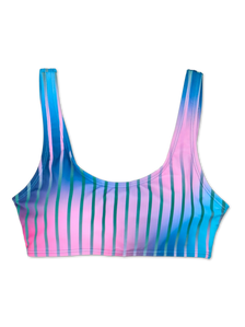 Lustiges sportliches Bikinioberteil Violette Streifen