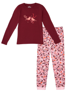Lustiger Pyjama für Frauen Vögel und Beeren