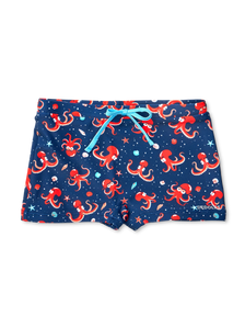 Lustige elastische Badeshorts für Kinder Roter Oktopus