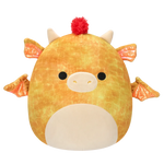 Squishmallows Dieric der gelbe strukturierte Drache mit rotem Haar, 40 cm