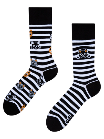 Lustige Socken Katzen und Streifen